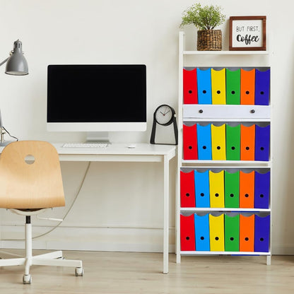 Evelots Magazine File Holder - Set of 24 Multi Color - Office Desk Organizer - Sturdy Cardboard - New Upgraded Double Front Panel for More Stability - Full 4 Inch Wide - Easy Assemble