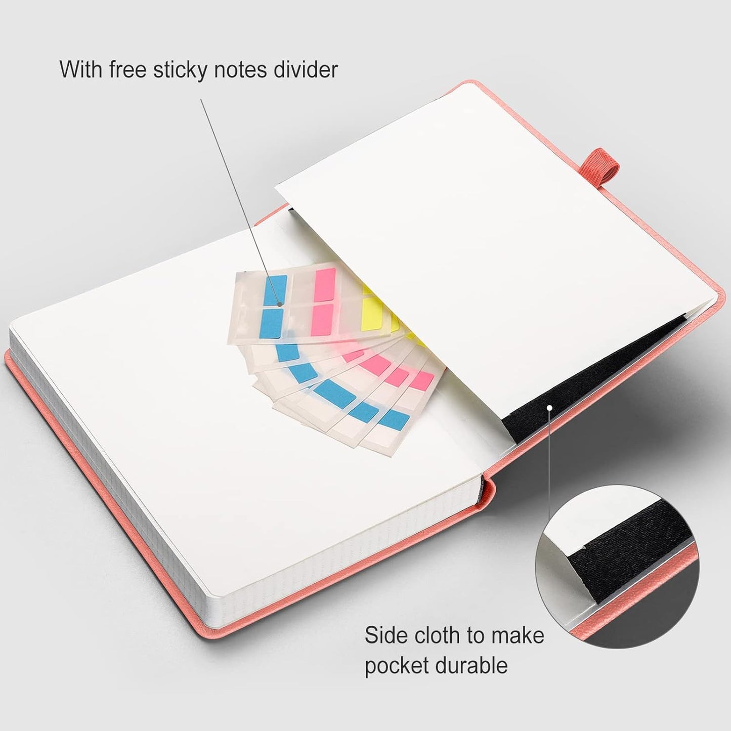 AHGXG Graph Paper Notebook - Grid Paper Notebook Large A4 8.5''×11'', 320 Pages Thick Journal, 100gsm Thick Graph Paper, Leather Softcover, Inner Pocket - Black