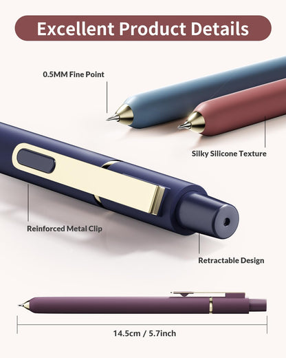 SUNEE Gel Pens, 6 Pack 0.5mm Pens Fine Point Smooth Writing Pens with Quick-Dry Black Ink, Cute Aesthetic School Office Note-Taking Pens for Journaling - Morandi