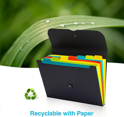 Blue Lake ECOLIFE Recyclable Paper 6-Pockets Expanding File Document Folder Plastic Free, Accordian File Organizer - A4 Letter Size, 200 Sheet Capacity for School, Office, Home Ruby