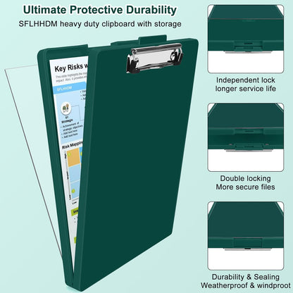 SFLHHDM Clipboard with Storage,Heavy Duty Clip Boards 8.5x11 with 2 Storage Case,Clear Visible Panel Storage Clipboards,Side Opening Nursing Clipboard Folder for Office Supplies-Light Purple