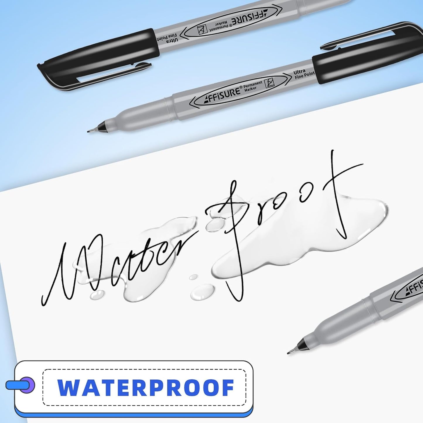 Permanent Markers, Ultra Fine Point, Black, 75 Count, 0.4mm, Fine tip permanent marker set, quick dry, waterproof, fading resists, durable, marks on paper, glass, ceramic, plastic, wood, rock, metal