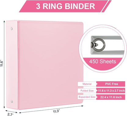 SUIN 2-Inch 3-Ring Binders with 2 Interior Pockets, Heavy Duty Clear View Presentation Binder Holds 425 Sheets Letter Size, Office School Home,6 Pack