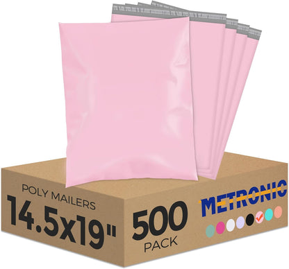 Metronic Poly Mailers 10X13 100 Pack, Strong Adhesive Shipping Envelopes for Clothing, Medium Shipping Bags for Small Businesses, Waterproof Mailers Poly Bags, Packages Bags Light Pink