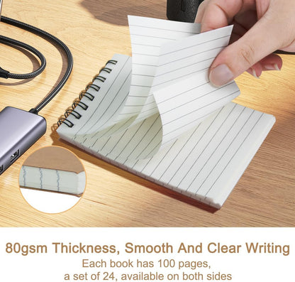 wavamawa Pocket Notebooks Set of 12, Small 3x5 Spiral Notepads, Office Style Mini Notebook, Small Notepad Pocket Size, Memo Pads for Home, College, Work or School - Lined College Ruled Paper