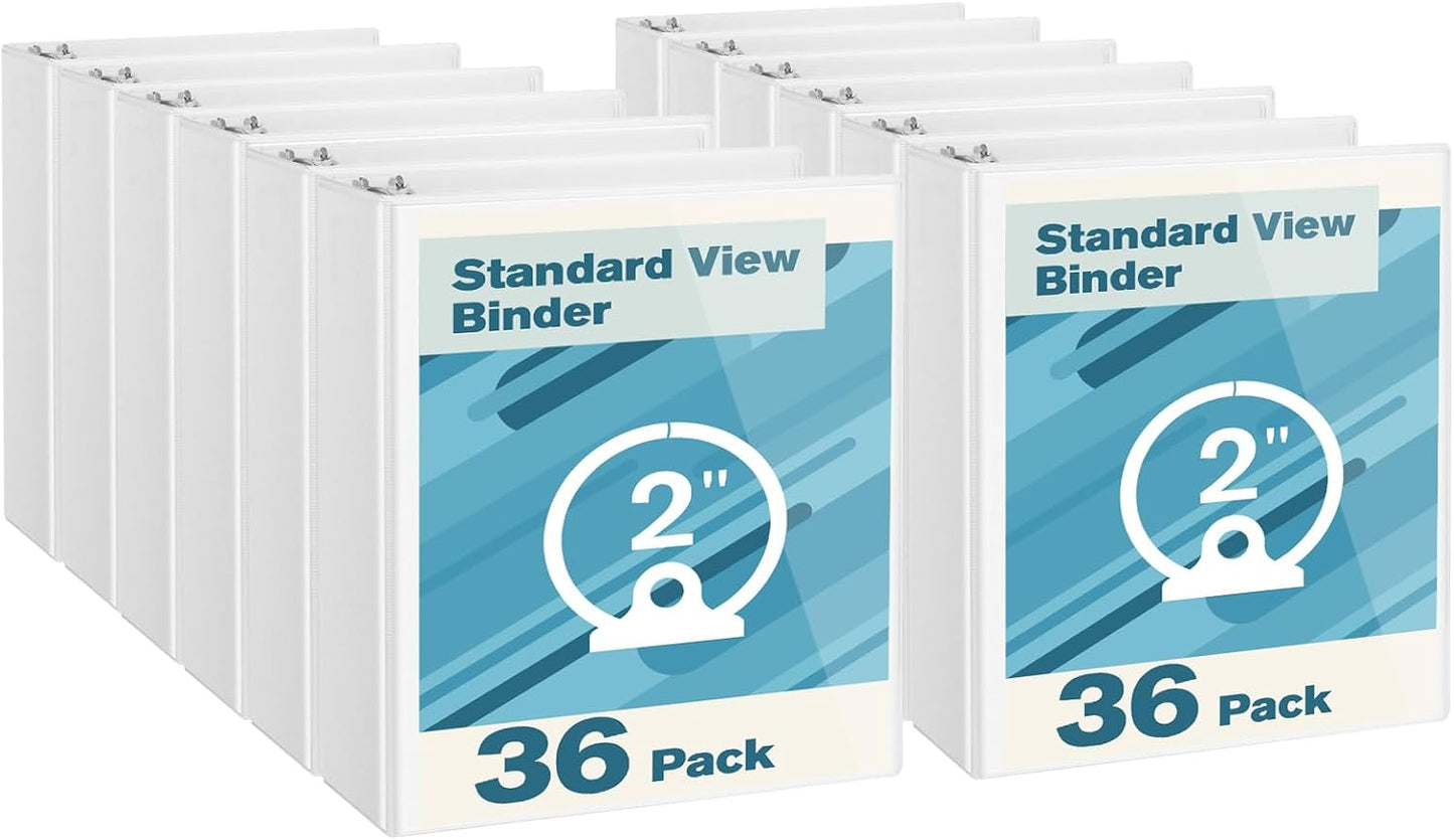 CIXILDTS 0.5-inch Round Ring Binder, Durable 1/2" 3 Ring Binder Fit Letter Size Paper, Presentation View Binders, White,12-Pack