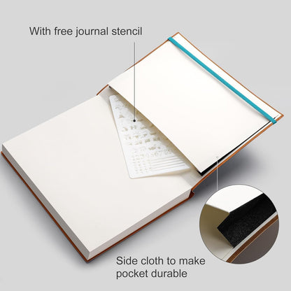 AHGXG Graph Paper Notebook - Grid Paper Notebook Large A4 8.5''×11'', 320 Pages Thick Journal, 100gsm Thick Graph Paper, Leather Softcover, Inner Pocket - Black