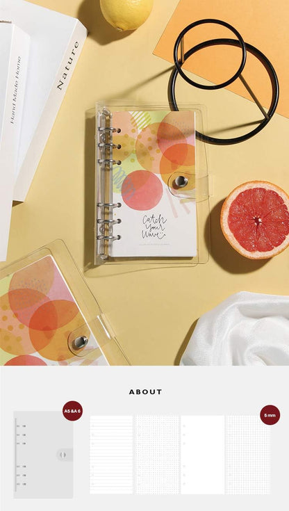 A6 A5 6-Holes Colorful PVC Cover Round Ring View Binder with Snap Button Closure File Folder for Loose Leaf Sheet Protectors Notebook Refill (Pink Daisy, A5 Mini Set) - Colors A