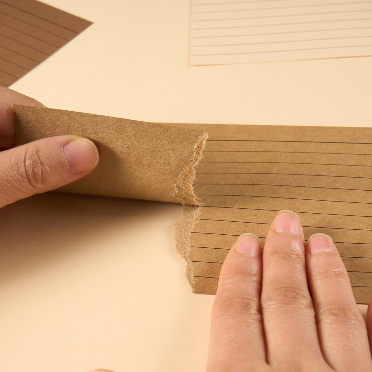 100 Sheets 3x5 Colored Ruled Note Cards Index Cards, 250 GSM Heavy Flashcards, 5 Brown