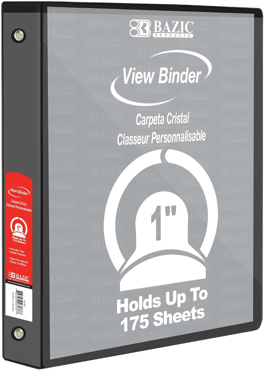 BAZIC Products 3 Ring Binder - Green, Economy View Binder with Clear Overlay Cover and Round Rings, Organizer for School Office Home Use, 1-inch Capacity Holds 175 Sheets Paper, 12-Pack