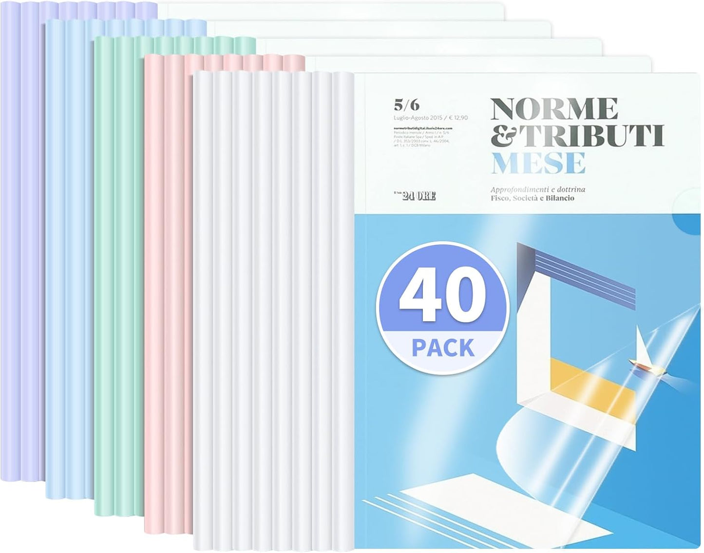20 Pack, Clear Report Covers with Sliding Bar, 50-Sheet Capacity – Presentation Folders for Letter and A4 Sheets Size, Resume & Document Binders for Office, School, Business (Purple)