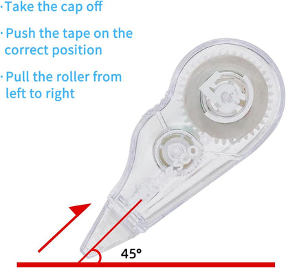 Correction Tape, 16.4FT EZ Tear-resistant Correction Tape, Easy To Use Applicator for Instant Correction Without Drying Time (10pcs/set)