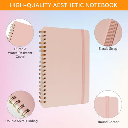 4 PCS Small Spiral Notebook 5x7, Spiral Journal Notebook, Notebooks for Work, Note Taking, School, Small Notebooks 5x7 with Strap, Cute Notebooks for Women 50 Sheets