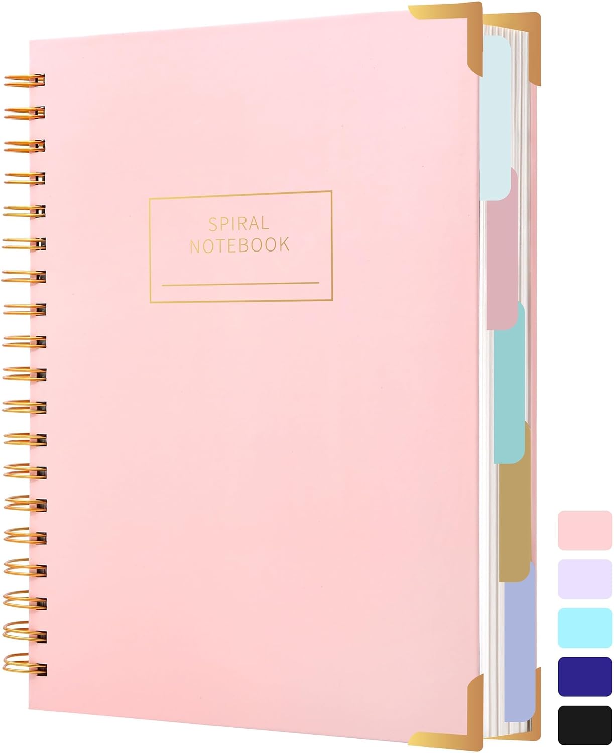 Hardcover Spiral Notebook with Tabs 8"x10" Large Spiral Lined Journals for Women with Dividers 240 Pages College Ruled Composition Notebook 5 Subject Notebook for Work, Back to School, Gifts, Purple