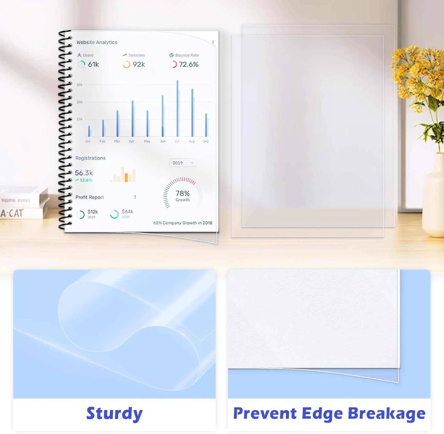 TOTiyea 200 Pack 5 Mil PVC Binding Presentation Covers, Clear Report Covers for Binding,8.5x11 Inches,Letter Size