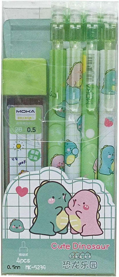 MOZXIRZ 4 Pcs Cute Mechanical Pencils with Top Eraser 0.5mm Cartoon Space Mechanical Pencil School Pencil for Women (6pcs Space)