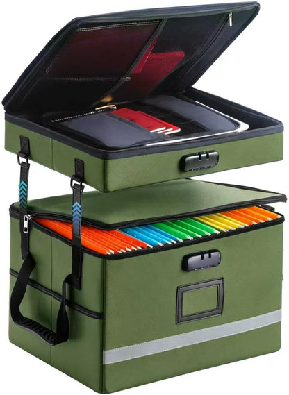 EXLIFBAG File Organizer, Fireproof File Box with Lids, Important Document Organizer Box with Lock, Portable File Folder Organizer with Handle