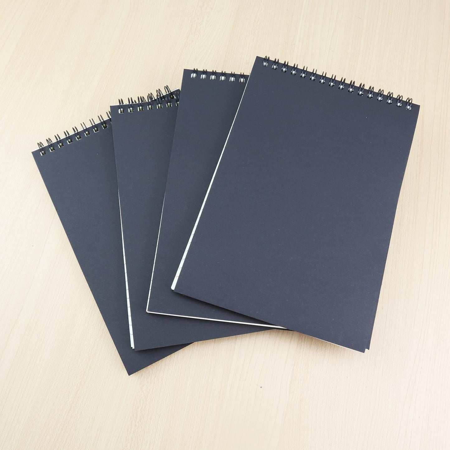 4 Pack Graph Paper Notebook, A5 Top Wirebound Grid Spiral Notebook 5.8" x 8.3",60 Sheets,5mm x 5mm Grid Paper,Grid Notepad for Students, Math, Engineering (Black)
