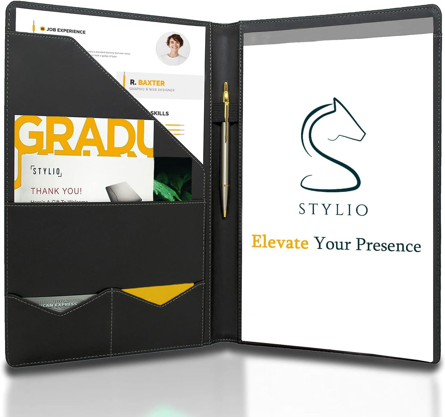 STYLIO Padfolio Folder with Removable Clipboard | Portfolio Organizer | Binder with Storage for Notebook, Notepad | Nursing Clipboard Folio, CNA Accessories for Work | Vegan Leather