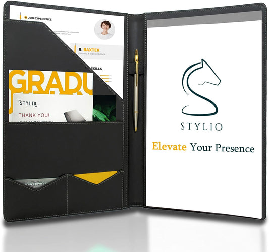 STYLIO Padfolio Folder with Removable Clipboard | Portfolio Organizer | Binder with Storage for Notebook, Notepad | Nursing Clipboard Folio, CNA Accessories for Work | Vegan Leather