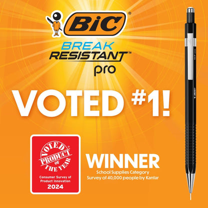 BIC Break Resistant Mechanical Pencils with Erasers, No. 2 Medium Point (0.7mm), 4-Count Pack Pencils for School or Office Supplies, Lead and Eraser Refills