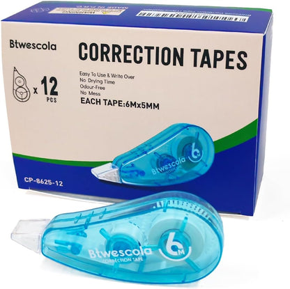 Correction Tape, Easy to Use Applicator for Instant Corrections, 19.7 Feet 6-Count Pack Correction Tape for School, Office, Crafting (6pcs/Set)