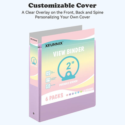 1-inch 3-Ring Binder with Pockets, Basic Binders 1'' Pastel Color Binders, Holds Letter Size 8.5'' x 11'',200 Sheet Capacity, Bundle 6 Pack for Back to School (1-Inch)