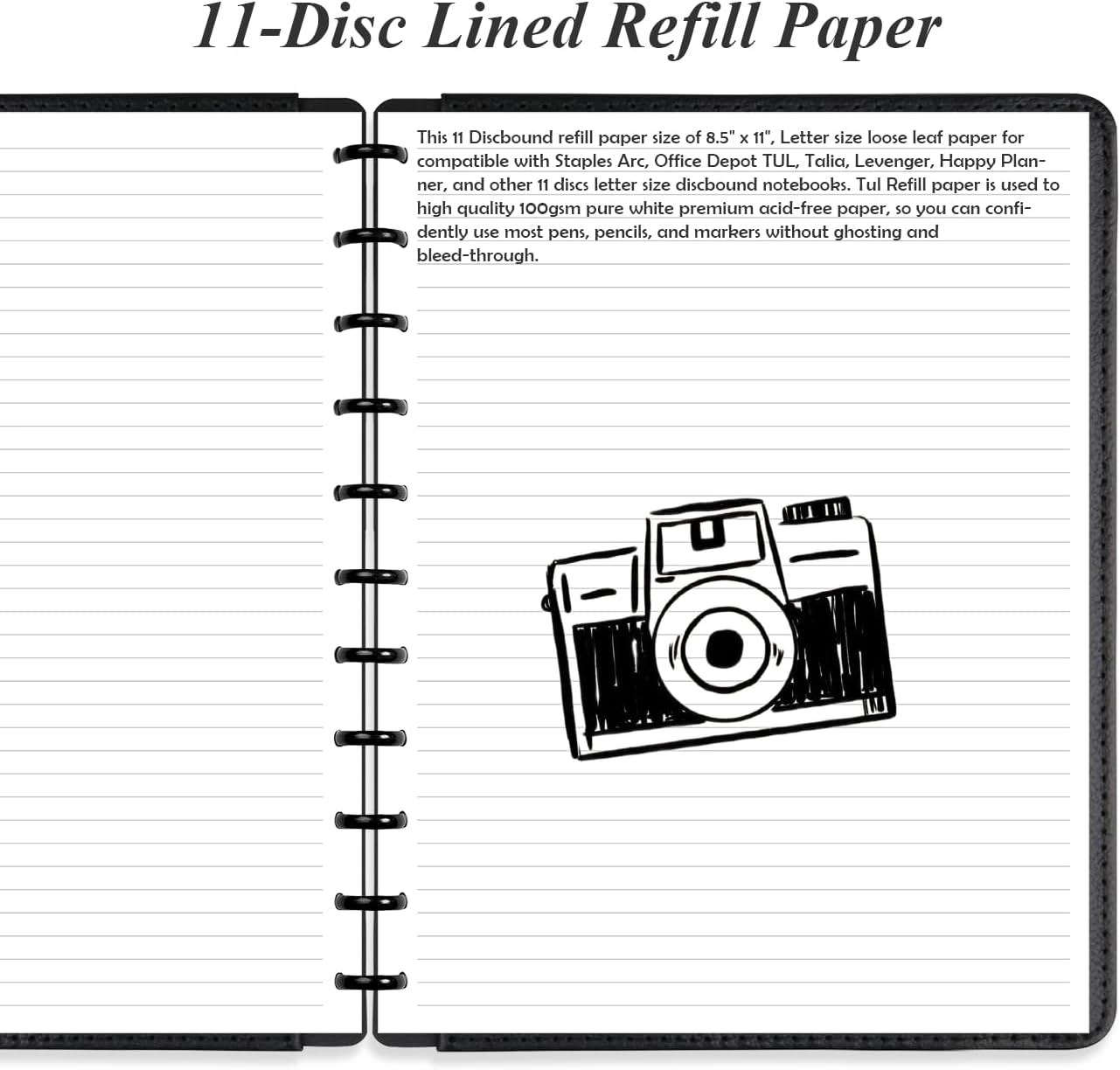 Unpunched Line Paper - 100 Sheets/200 Pages Loose Leaf Paper Line Refills, Letter Size, 100gsm, White, 8.5" x 11"