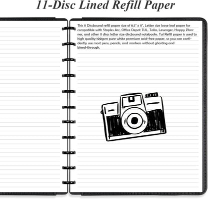 Unpunched Line Paper - 100 Sheets/200 Pages Loose Leaf Paper Line Refills, Letter Size, 100gsm, White, 8.5" x 11"