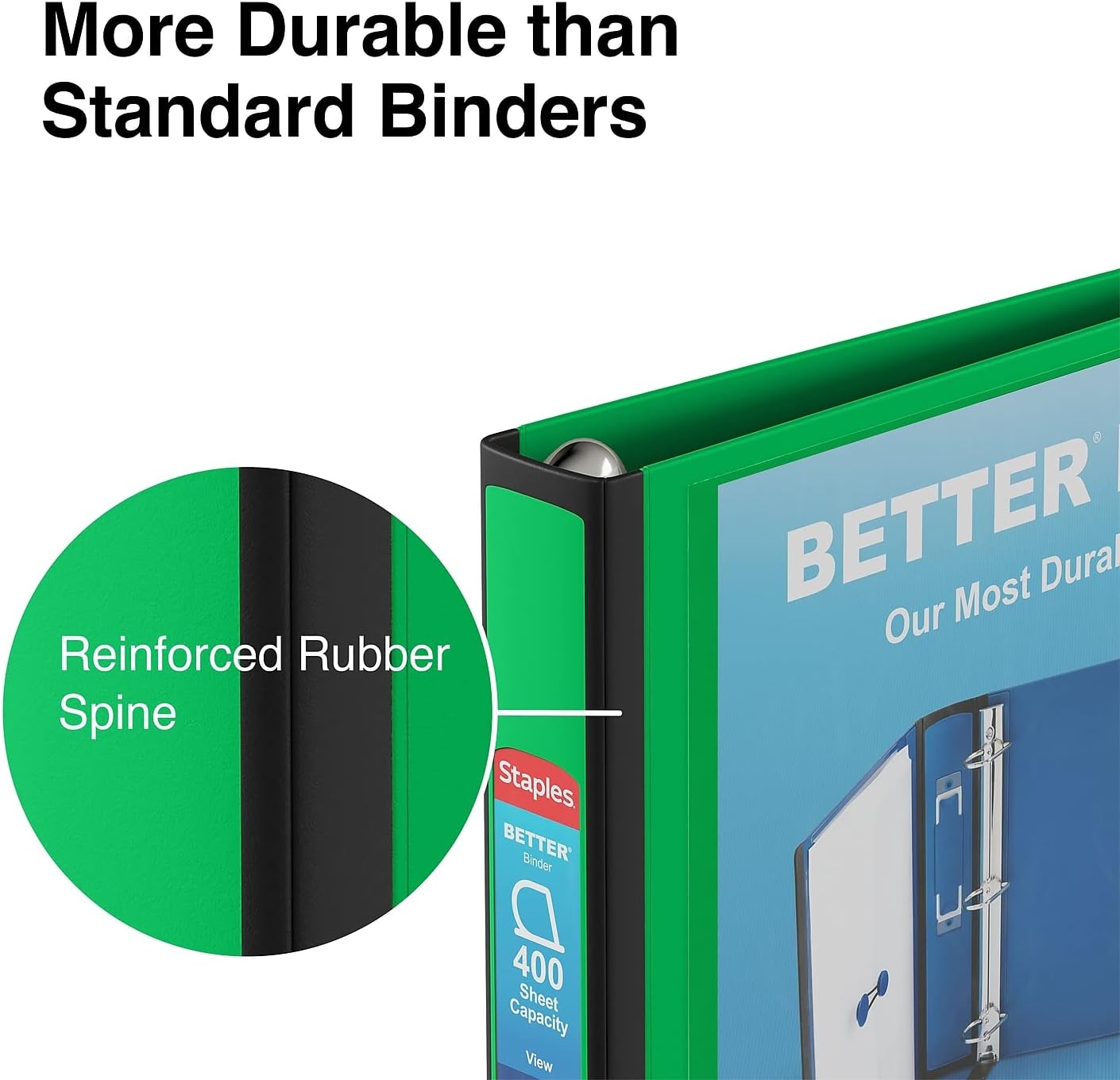 Staples Better Binder 2-Inch D-Ring View Binder, Reinforced Spine, Holds Up to 540 Sheets, Teal, for Office & School