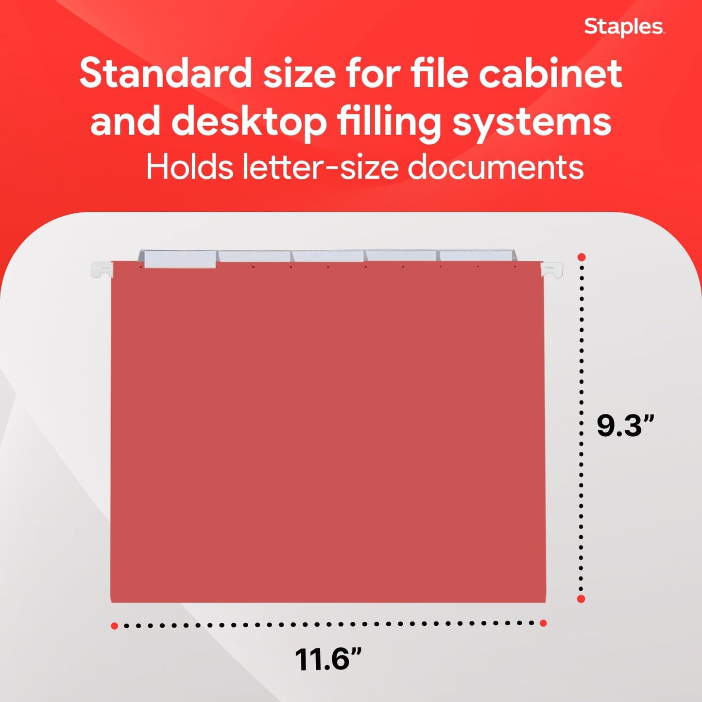 Staples Hanging File Folders, Letter Size, Blue, 5‑Tab, 1/5‑Cut Tabs, Includes Tabs & Inserts – 25/Pack