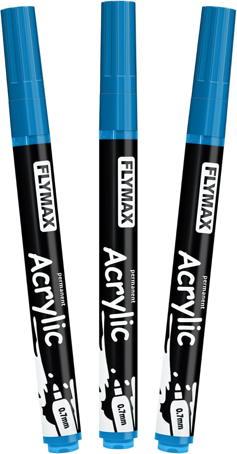 FLYMAX Gold Marker Paint Pens - Permanent Marker Pens Gold Acrylic Paint Water-Based 0.7mm Fine Tip Waterproof Quick-Drying (3 in 1Pack)