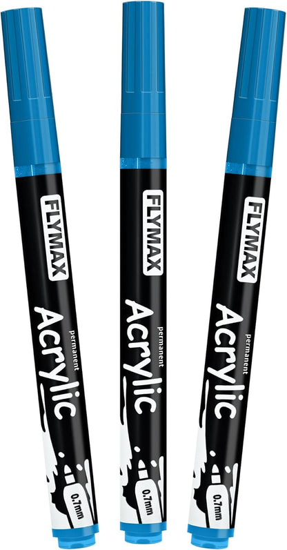 FLYMAX Gold Marker Paint Pens - Permanent Marker Pens Gold Acrylic Paint Water-Based 0.7mm Fine Tip Waterproof Quick-Drying (3 in 1Pack)