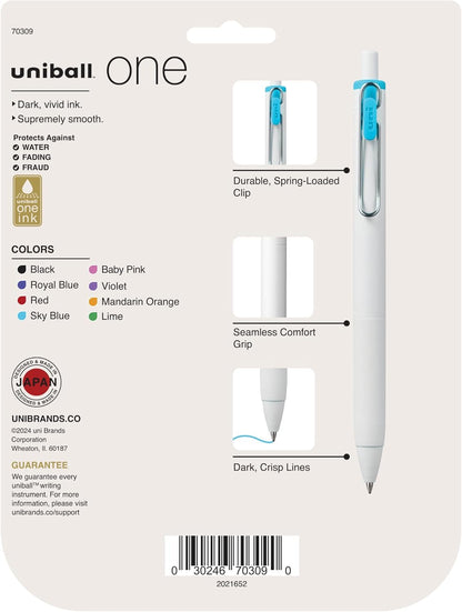 Uni-Ball One Black Retractable Gel Pens 4 Pack with Medium Points, Uni-Ball Click Pens are Fraud Proof and the Best Office, School, and Bible Pens