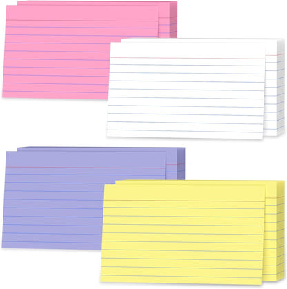 200 Count 3 x 5 Inch Purple Index Cards with Binder Rings, Lined & Blank Study Cards, Thick Cardstock Flash Cards for Students & Teachers, Color-Coded Notecards for School, Home, Work