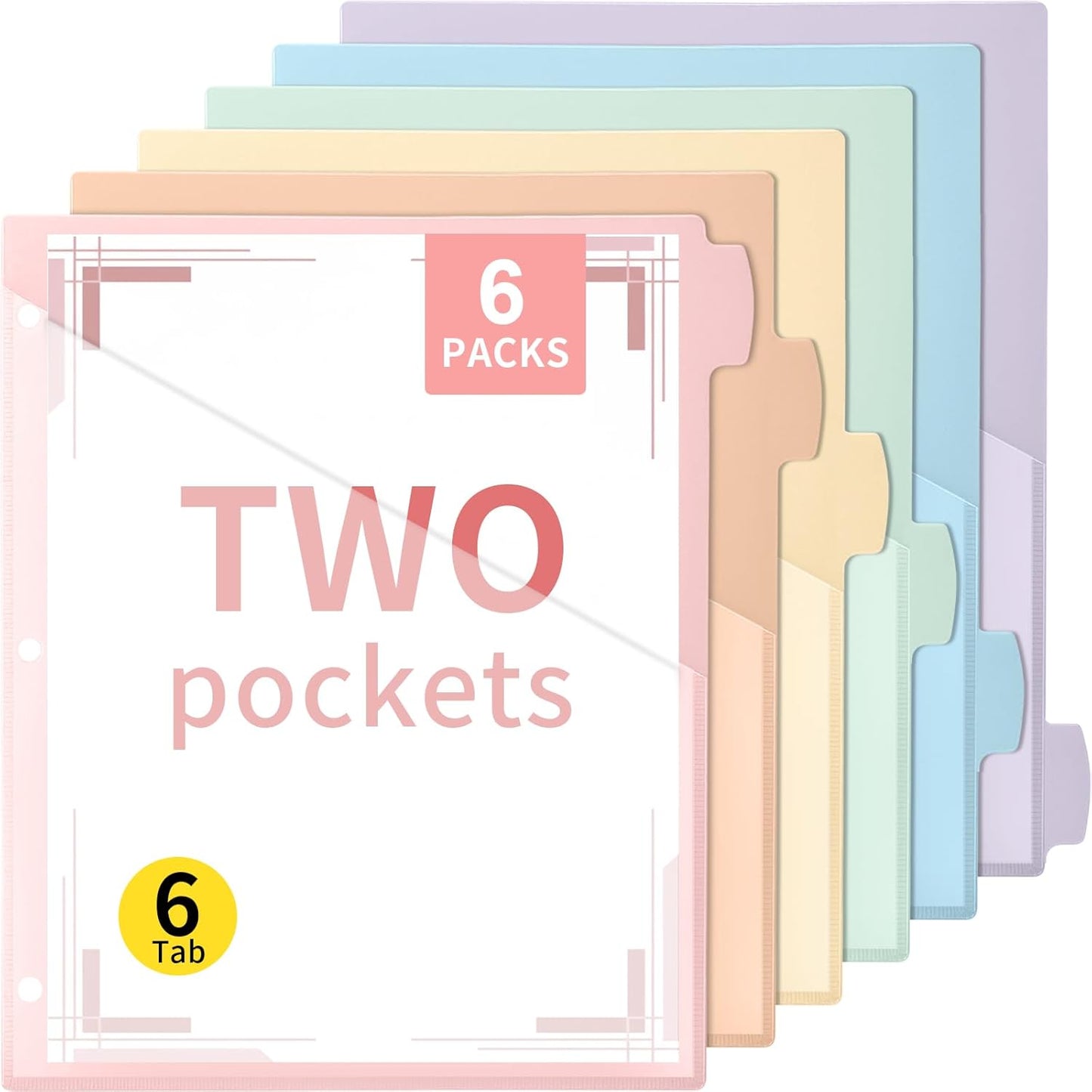 Epakh 12 Pcs Binder Dividers for 3 Rings Binders Index Dividers with Two Clear Pockets Plastics Sheets Protectors with Tab Labels for School Office Organization (Morandi)