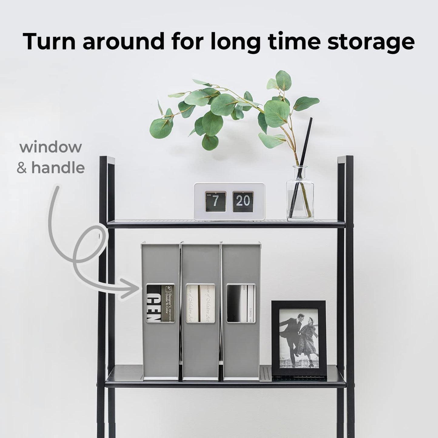 carrotez Open Front Magazine File Holder, Plastic Magazine Rack, Vertical File Organizers for Desk, Office Organization Essentials, 10.8" x 3.7" x 12.6" - 2 Pack, White