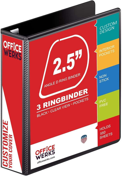 3 Ring Binder, Professional Angle D Ring Binder 5 Inch, Presentation Folder for Standard Pages 8.5 x 11 with Pockets, Crystal Clear View White (1 Pack)