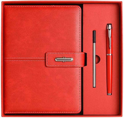A5 Notebook Journal Leather Journal Hardcover With Pen Set for Work School Writing Business Notebook 200 pages + pen refill + gift box packaging(Blue)