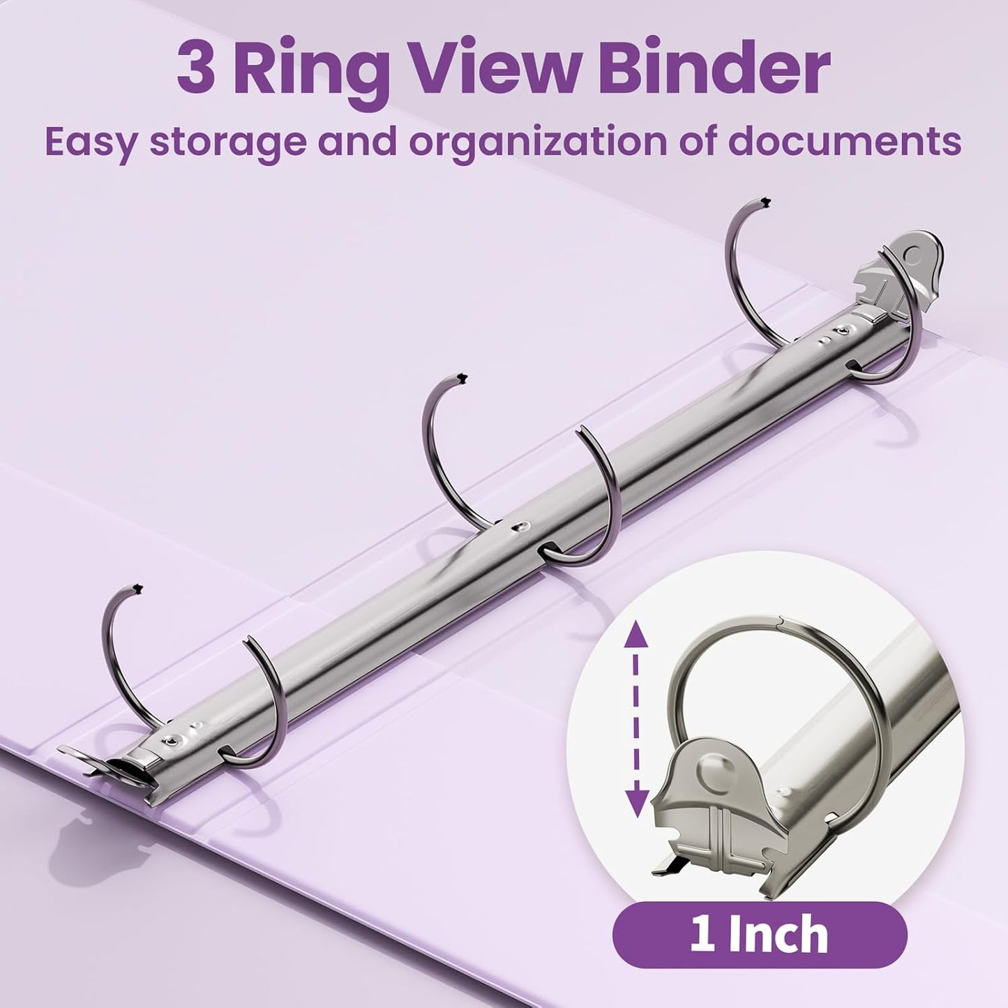 SUNEE 3 Ring Binder 3 Inch 2 Pack, Clear View Binder Three Ring PVC-Free (Fit 8.5x11 Inches) for School or Office Supplies, Pink