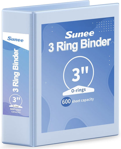 SUNEE 3 Ring Binder 3 Inch 1 Pack, Clear View Binder Three Ring PVC-Free (Fit 8.5x11 Inches) for School or Office Supplies, Pink