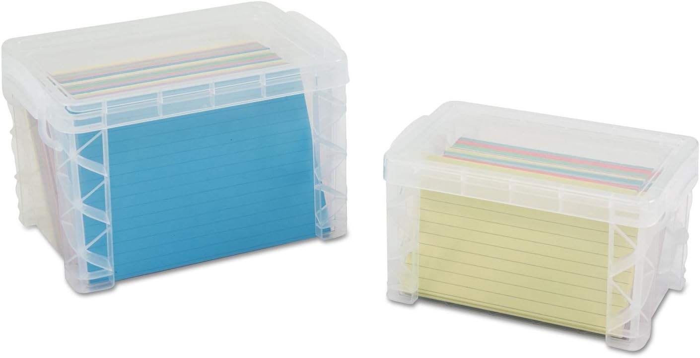Advantus 40307 Super Stacker Storage Boxes, Hold 400 3 x 5 Cards, Plastic, Clear