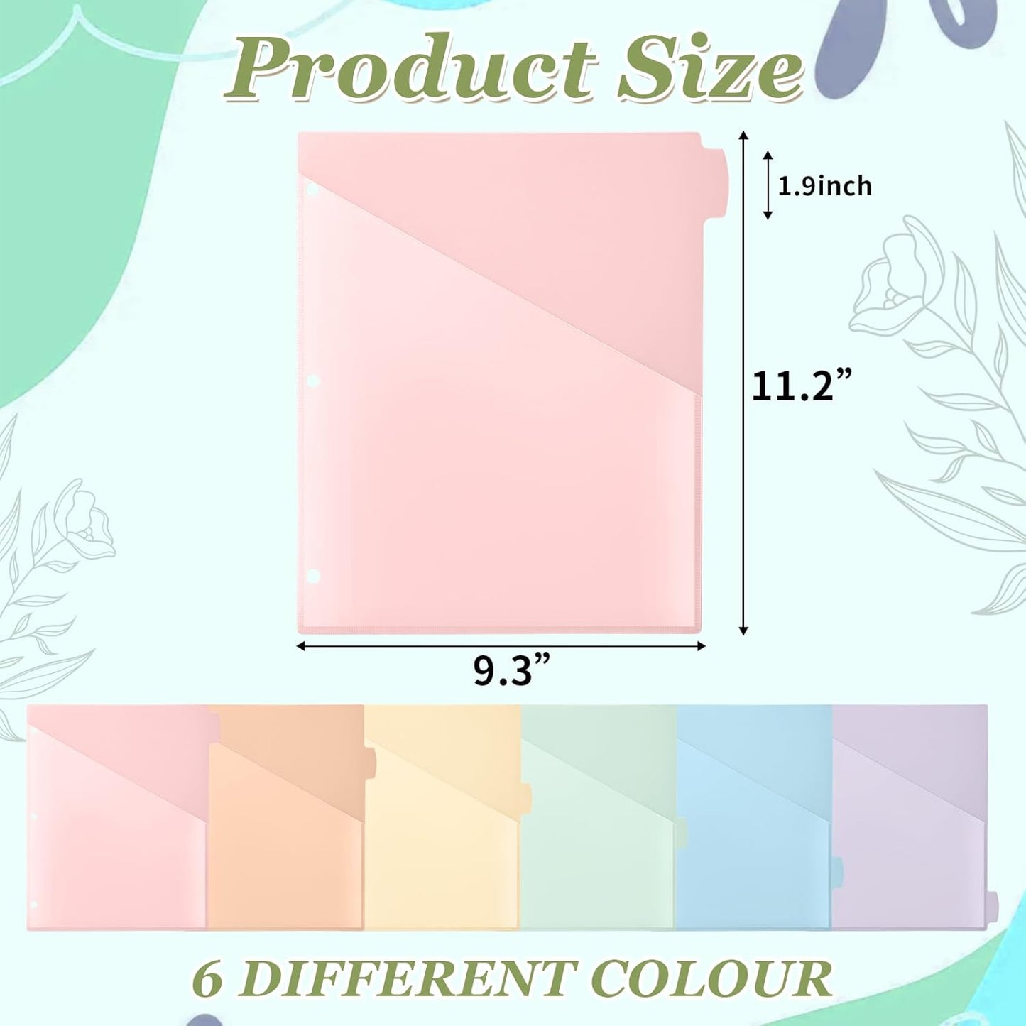 Epakh 12 Pcs Binder Dividers for 3 Rings Binders Index Dividers with Two Clear Pockets Plastics Sheets Protectors with Tab Labels for School Office Organization (Morandi)