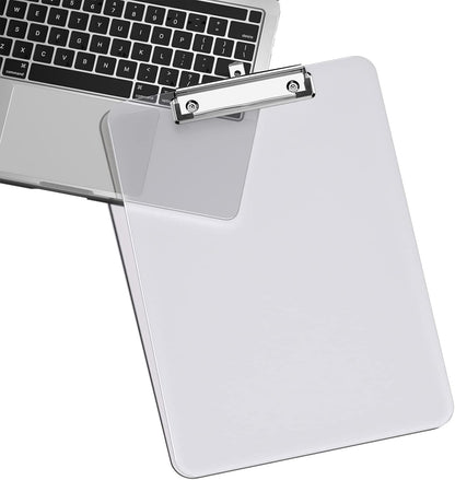 Rimilak Plastic Clipboards with Low Profile Metal Clip, Translucent Board, 12.5 x 9 In Letter Size, Office Supply, Back to School, Pink