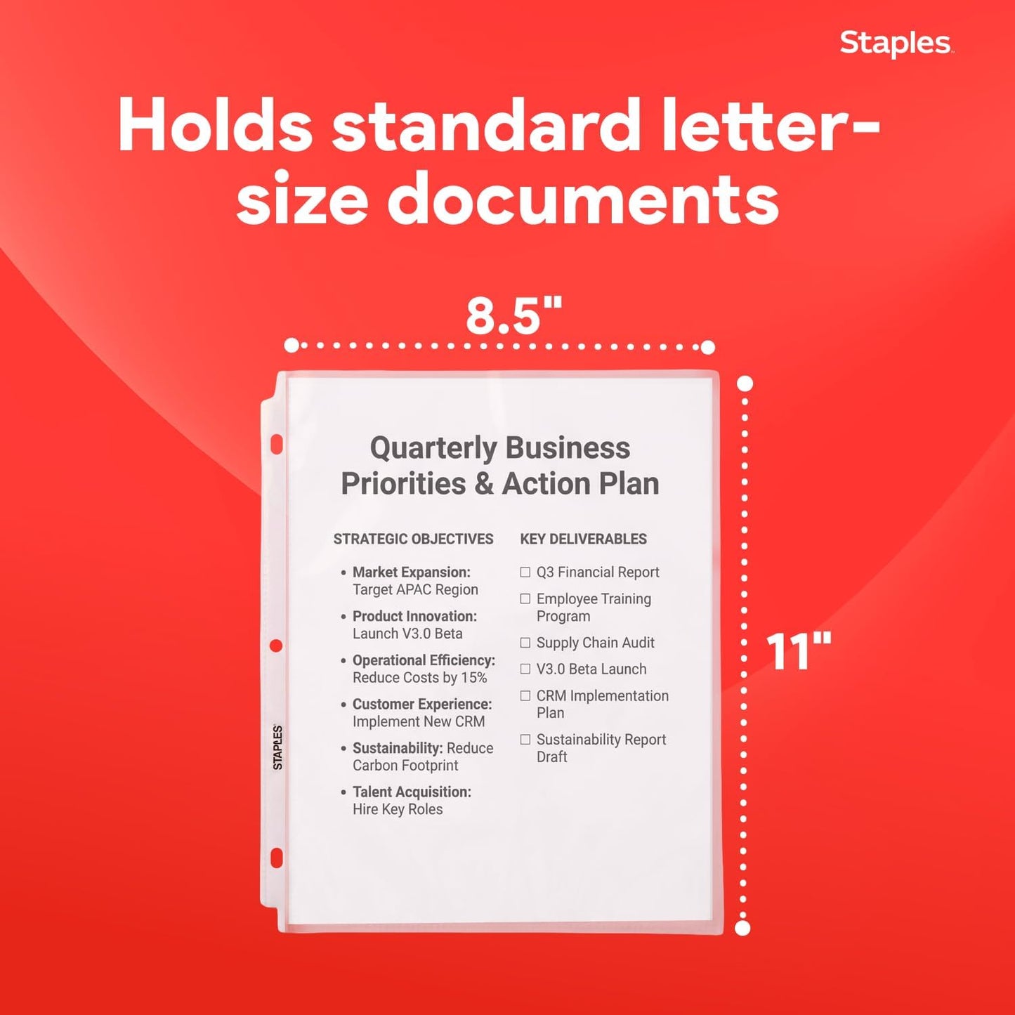 Staples Sheet Protectors, 8.5" x 11" – Top-Loading Clear Page Protectors, 2.4 Mil Standard Weight, 200-Pack