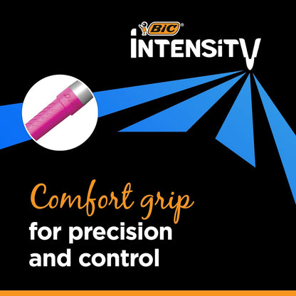 BIC Intensity Black Permanent Markers, Ultra Fine Point, 12-Count Pack of Black Markers With Non-Slip Grip for Comfort and Control