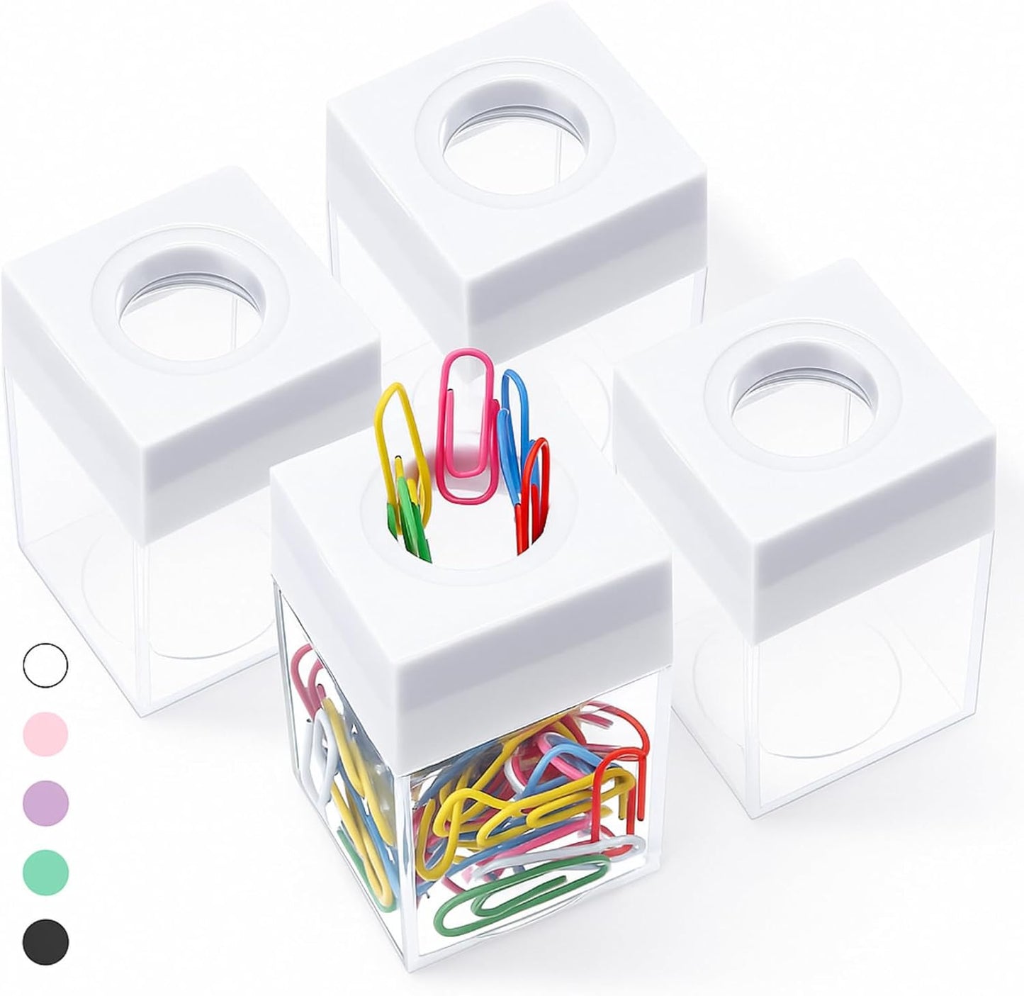 Outus 4 Pieces Magnetic Paper Clip Dispenser Holder Paperclip Dispenser for Desk, School, Office(Black)
