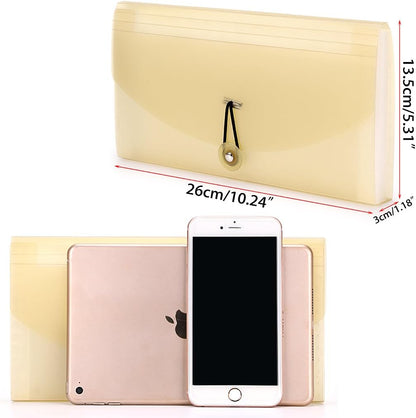BTSKY 13 Pockets Expanding Check Bill File Folder-Hand-held Small Accordion File Folder Expandable Card Ticket Holder Plastic Business Document Organizer Wallet Case New Grey