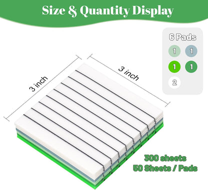 3x3 Inch Transparent Sticky Notes 300 Sheets, Clear Translucent Lined Self-Adhesive Memo Repositionable Reminder Pad for Office, College Students, Planners, Journals, School Supplies (Purple)