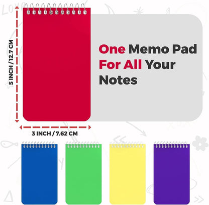 Alitte Small Notebooks, Spiral Notepads 3x5 - (Bulk Pack of 25) Pocket Notebook, Memo Pads For Home, Office, College, School - Lined College Ruled Paper - 5 Colored Notebooks, 75 Sheets Per Notebook